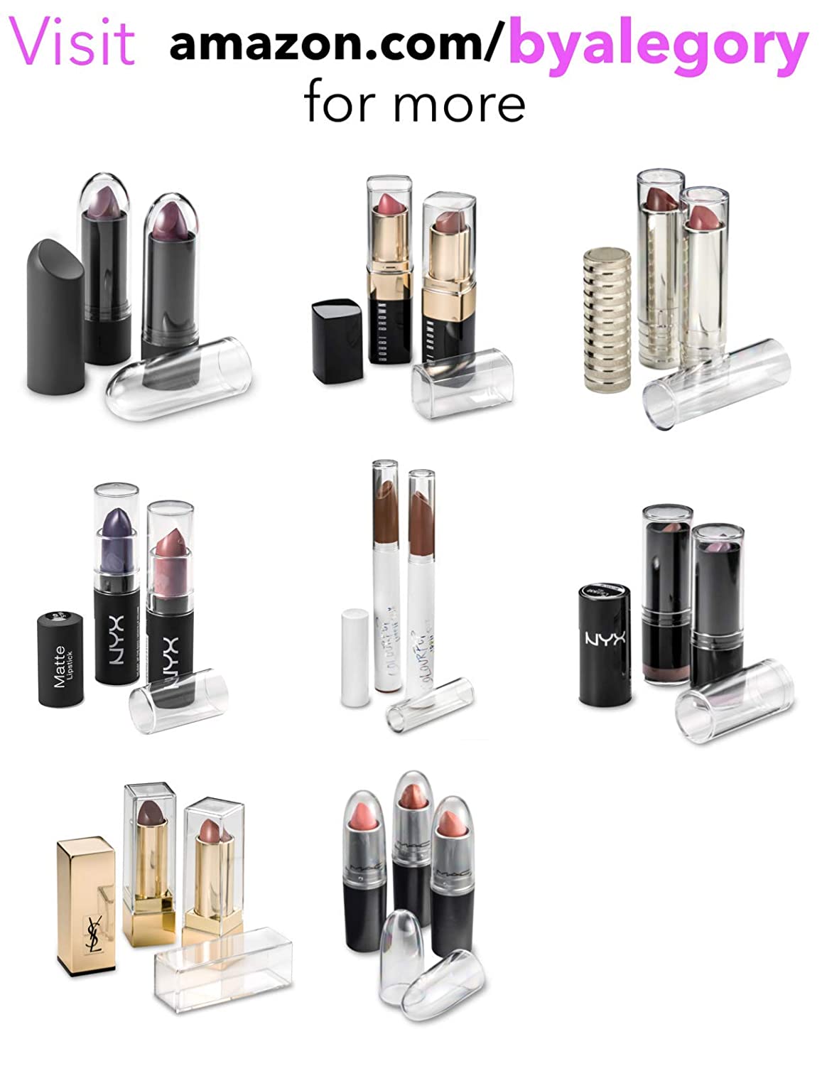 Clear Acrylic Lipstick Caps - Replaces Original Individual MAC Lipstick Caps - See Your Favorite Lipstick Color Easily (24 Pack) - Image 2
